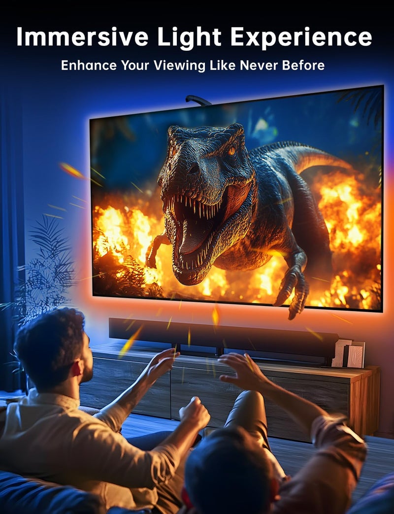 FFJ TV Lights That Change with TV, 21.3ft Cuttable TV LED Backlight for 90-100 Inch Screen and PC Monitor, TV Backlight with Sensor, Smart App Control, Game & Music Sync Color Changing Light - Image 3